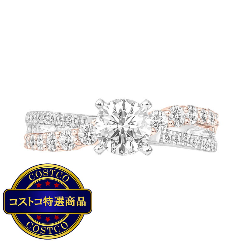 (コストコ) 18K ホワイトゴールド ＆ ピンクゴールド 2トーン 1カラット ダイヤモンド デザインリング