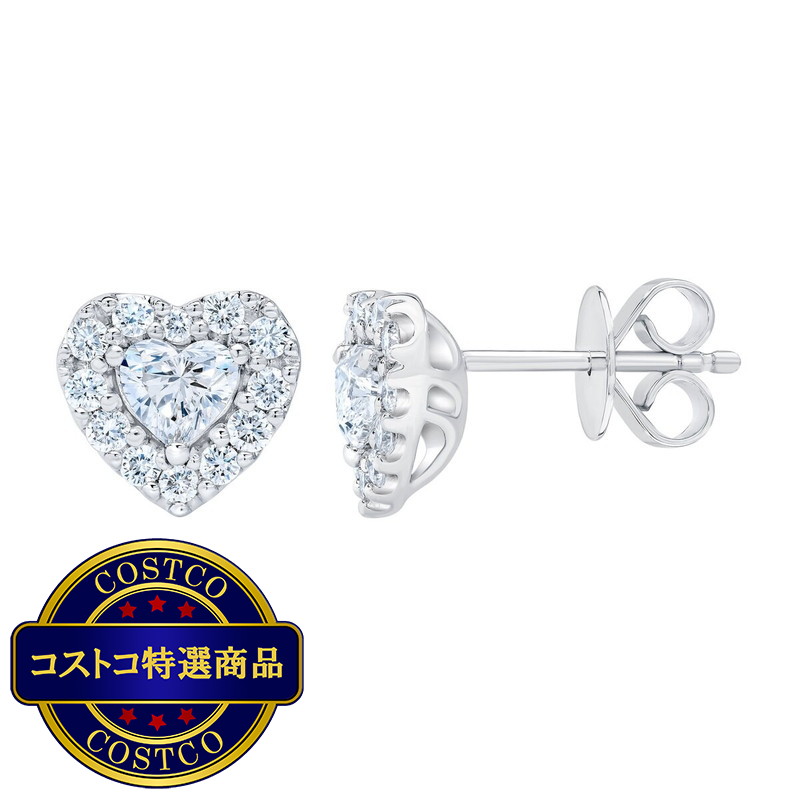 (コストコ) 18Kホワイトゴールド 1.00カラット ハート ヘイローピアス - 画像 (2)