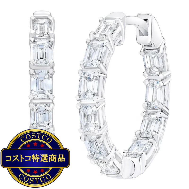 (コストコ) 14Kホワイトゴールド 1.75カラット ダイヤモンド フープピアス