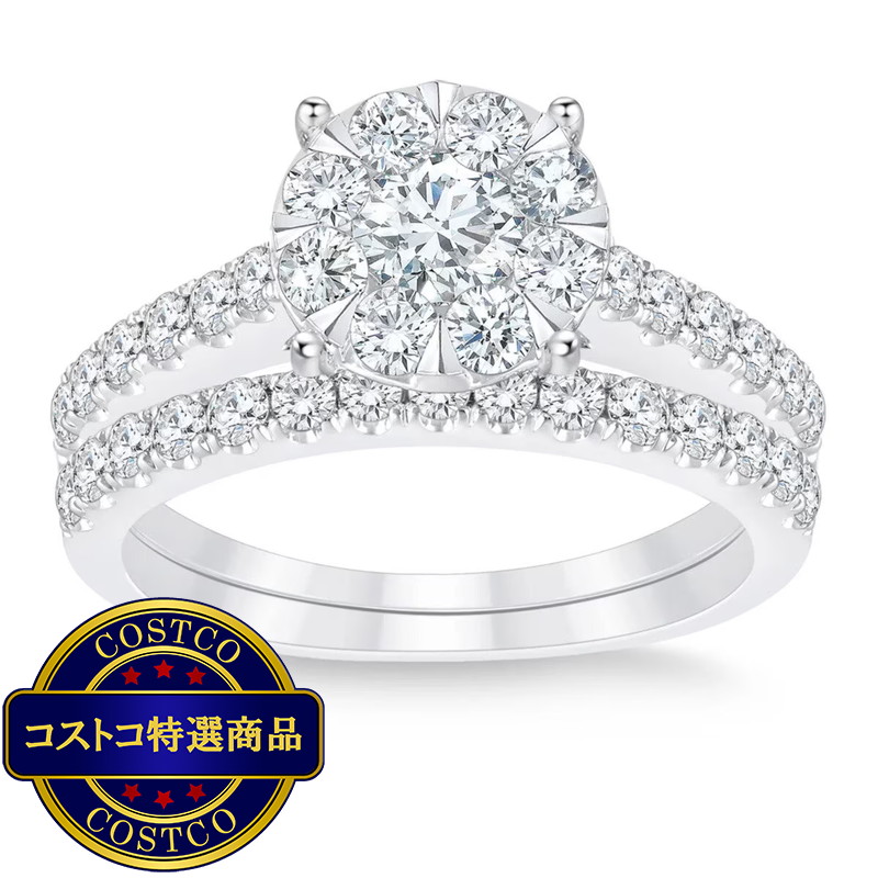 (コストコ) 14K ホワイトゴールド 1.40カラット ダイヤモンド リング セット
