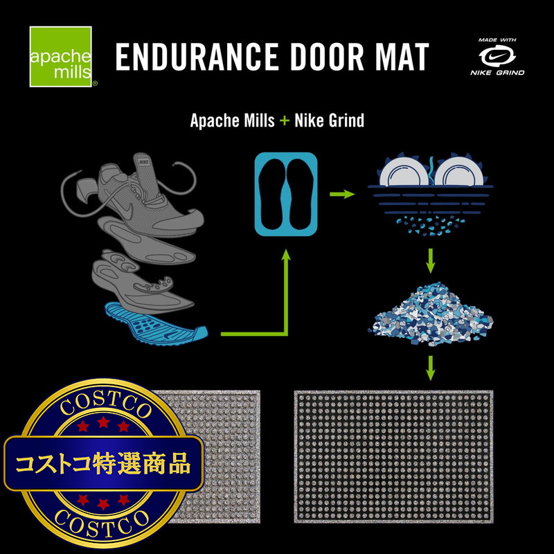 アパッチミルズ エンデュランス高耐久ドアマット Nike Grindリサイクル素材20%使用 60x90cm - 画像 (3)