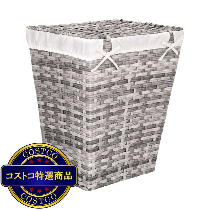 (コストコ) セビルクラシックス ランドリーバスケット ふた付き グレー - 画像 (2)