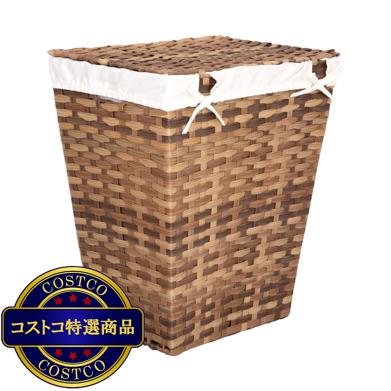 (コストコ) セビルクラシックス ランドリーバスケット ふた付き ブラウン - 画像 (2)