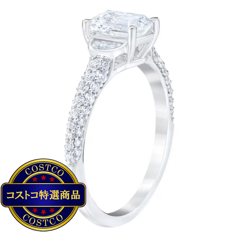 (コストコ) プラチナ 1.60カラット エメラルドカット ダイヤモンド リング - 画像 (2)