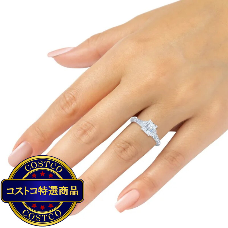 (コストコ) プラチナ 1.60カラット エメラルドカット ダイヤモンド リング - 画像 (4)