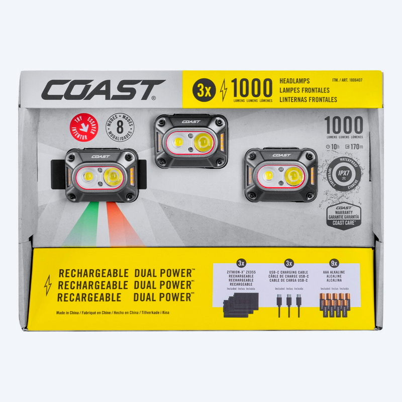 (コストコ) COAST(コースト)1000ルーメンヘッドランプ 3個セット - 画像 (2)
