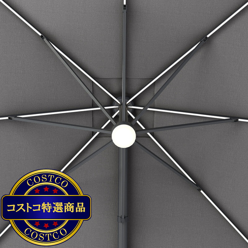 (コストコ) シーズンズセントリー 10ft スクエア カンチレバー式パラソル グレー - 画像 (3)