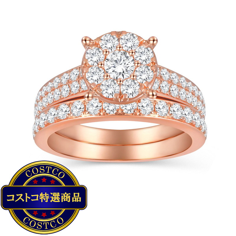 (コストコ) 18K ローズゴールド 1.00カラット ウェディング リング セット