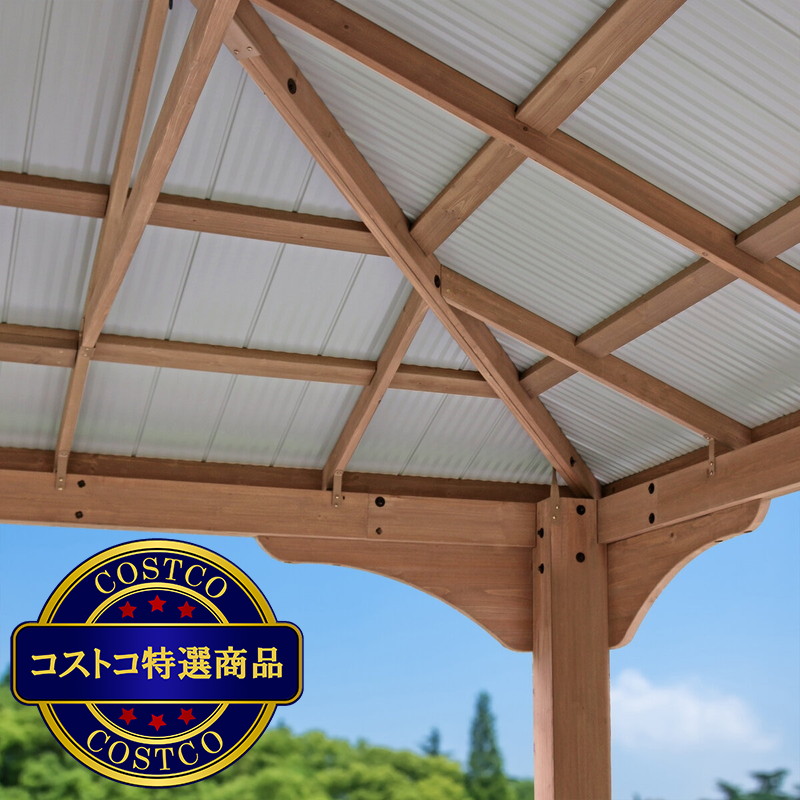 (コストコ) Yardistry 12x14 フィート (3.6 x 4.2m) ウッドガゼボ アルミ製屋根 - 画像 (4)