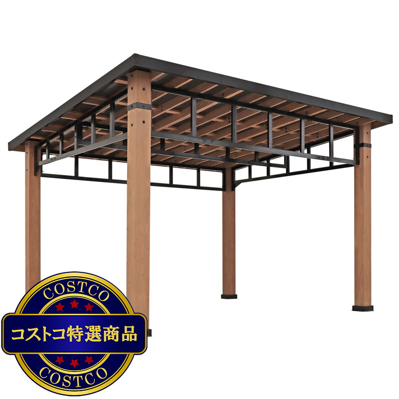 (コストコ) Yardistry 12x14 フィート (3.7 x 4.3m) コンテンポラリー ウッドガゼボ - 画像 (2)