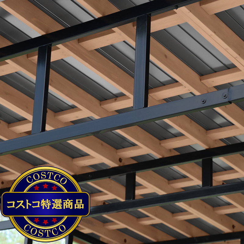 (コストコ) Yardistry 12x14 フィート (3.7 x 4.3m) コンテンポラリー ウッドガゼボ - 画像 (3)