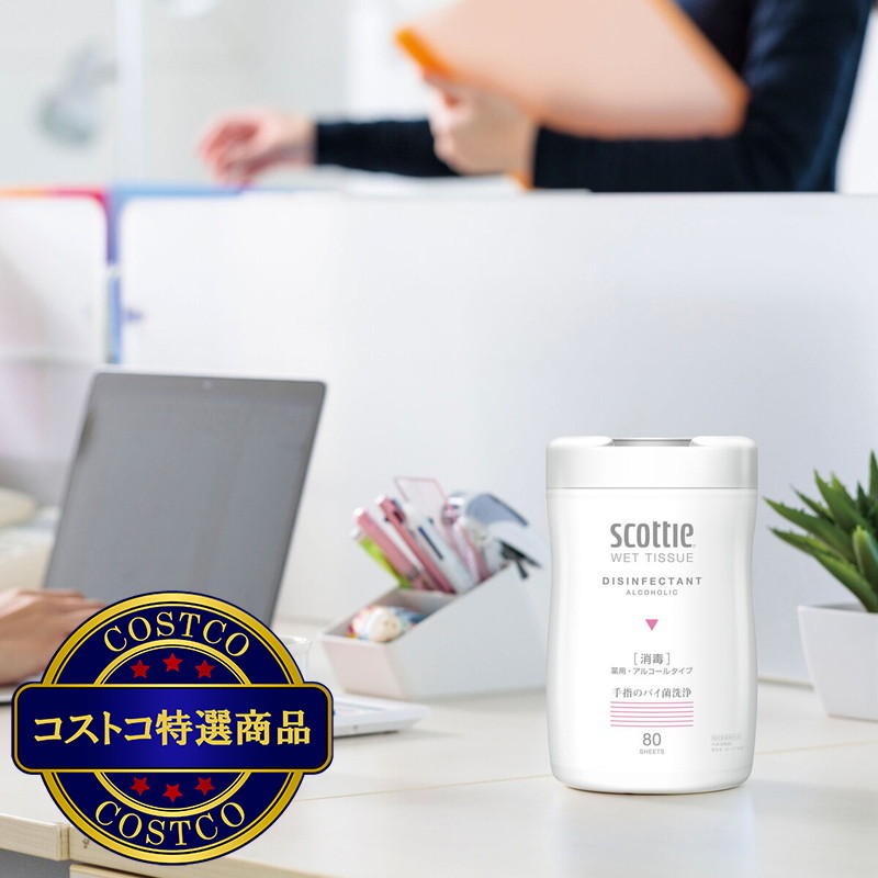 (コストコ) スコッティ ウェットティッシュ 消毒タイプ 本体 80枚入り×12個 - 画像 (2)
