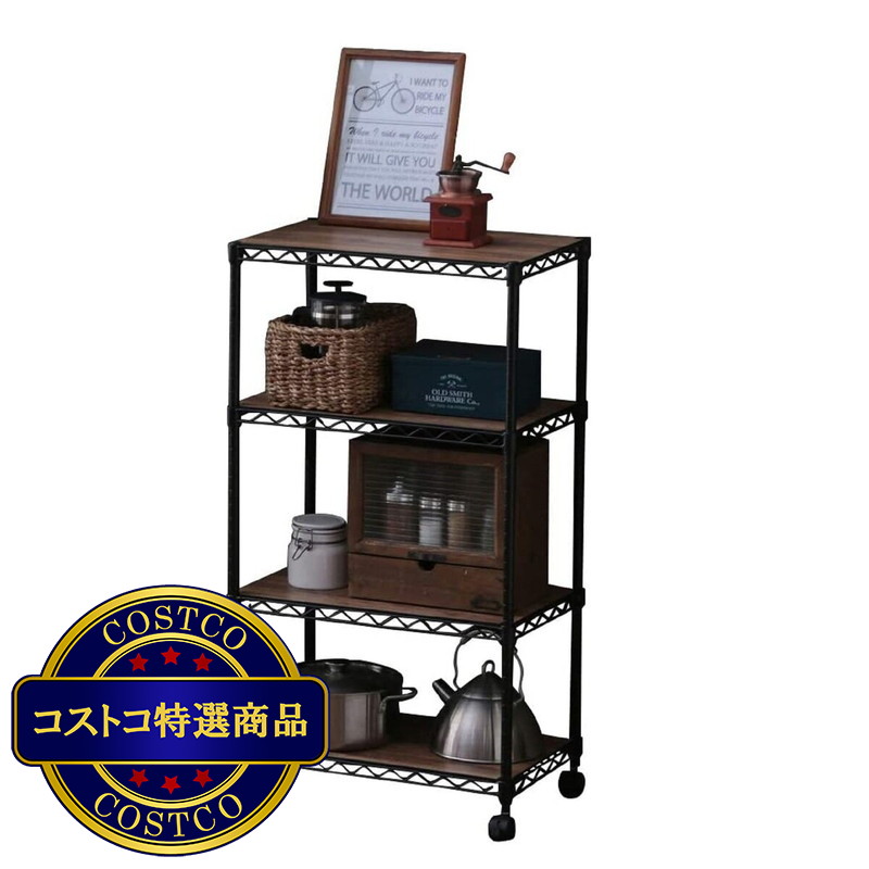 (コストコ) アイリスオーヤマ カラーメタルラック 4段 ウッドボード付き 幅55cm CMM-55104B - 画像 (2)