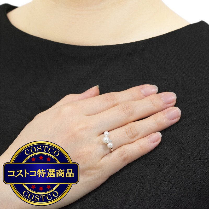 (コストコ) 18Kホワイトゴールド あこや パール 4.5-5.5mm & ダイヤモンド 0.01カラット リング - 画像 (2)