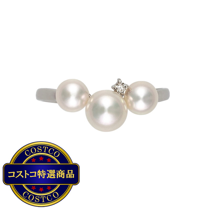(コストコ) 18Kホワイトゴールド あこや パール 4.5-5.5mm & ダイヤモンド 0.01カラット リング - 画像 (3)