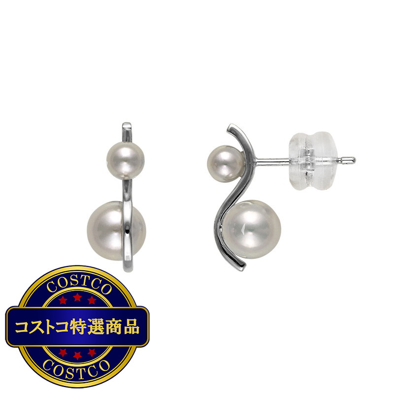 (コストコ) 18K ホワイトゴールド あこや パール ピアス 4.0ｍｍ 5.0ｍｍ