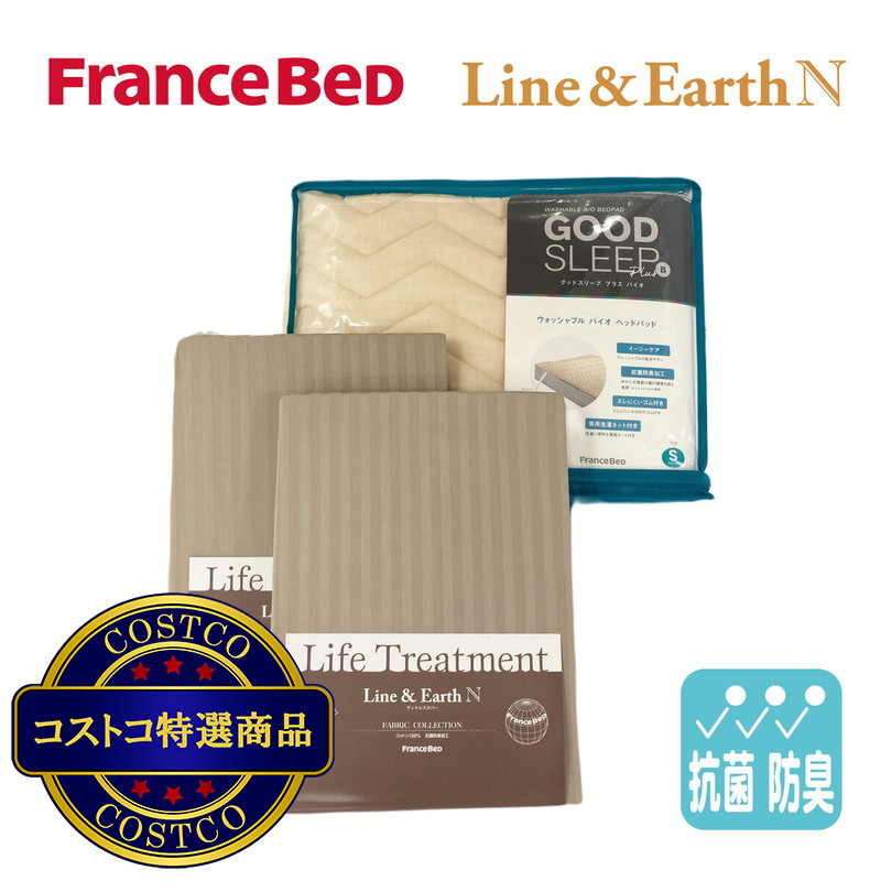 (コストコ) フランスベッド 寝装品 3点セット ライン&アースN クイーン