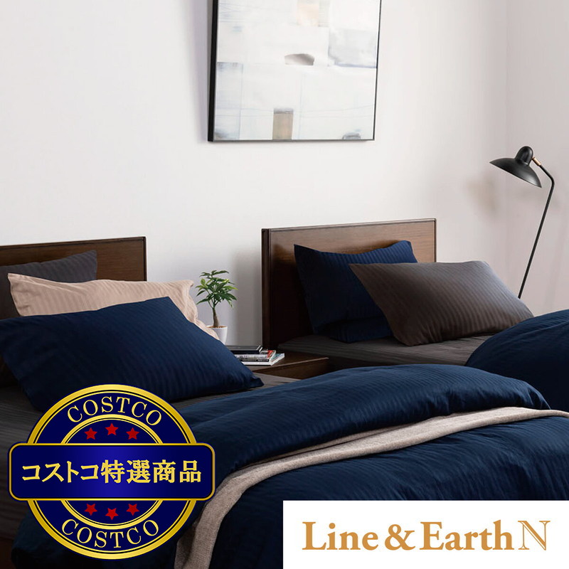 (コストコ) フランスベッドカバーリング 3点セット ライン&アースN シングル - 画像 (4)