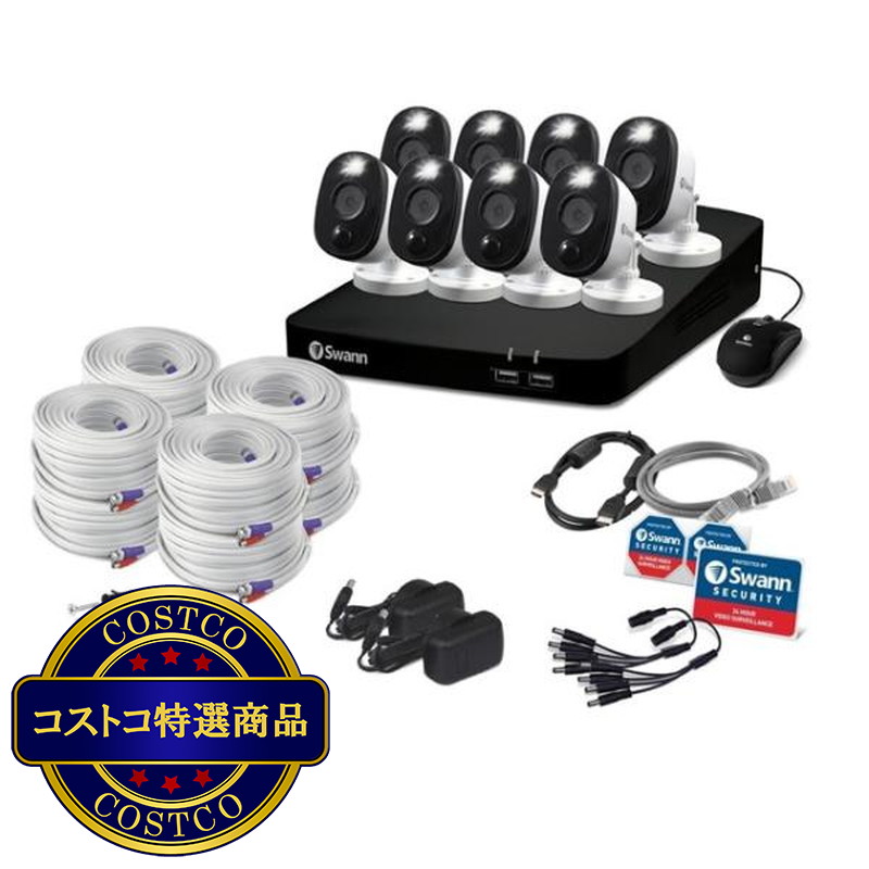 (コストコ) Swann 8CH 1080 DVRシステム 2TB 警告ライト バレット型 カメラ8台 - 画像 (4)
