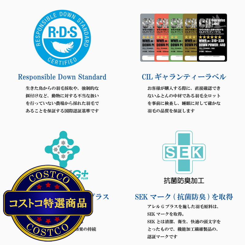 羽毛布団 ナチュラルグースダウン95% セミダブル - 画像 (4)