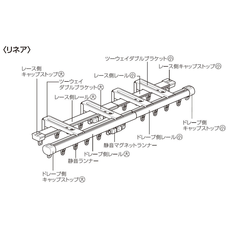 (コストコ) トーソー カーテンレール リネア W3.0 木目ホワイト - 画像 (3)