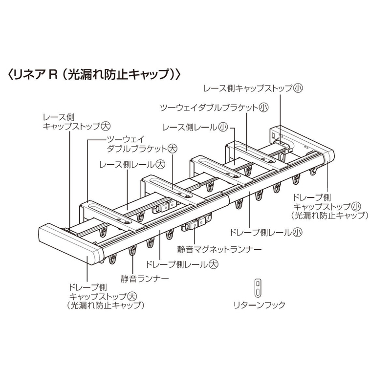 (コストコ) トーソー カーテンレール リネアR W2.0 木目ホワイト - 画像 (3)