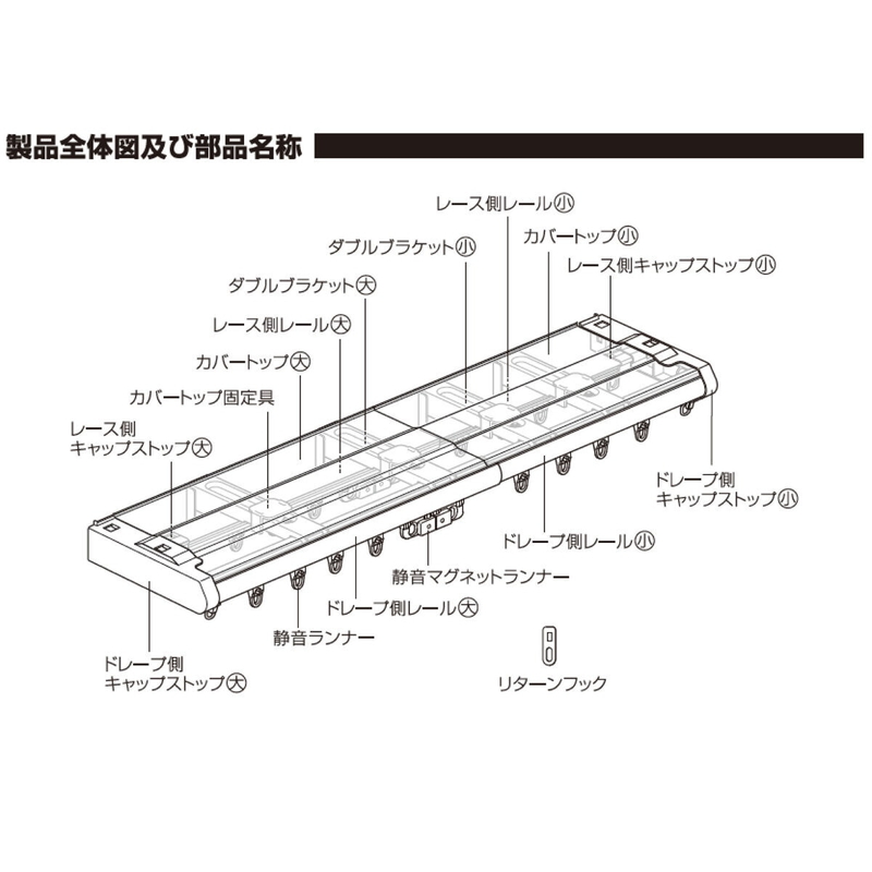 (コストコ) トーソー カーテンレール リネア カバートップ W3.0 木目ホワイト - 画像 (3)