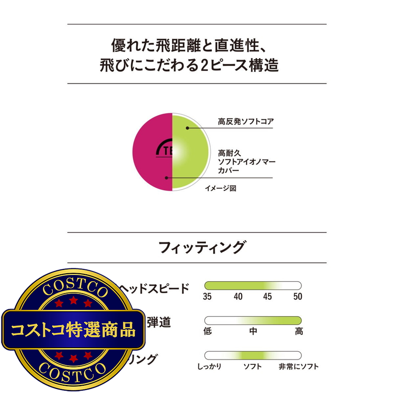 飛衛門 マットカラー ゴルフボール 2ピース構造 12個入り マットピンク - 画像 (4)