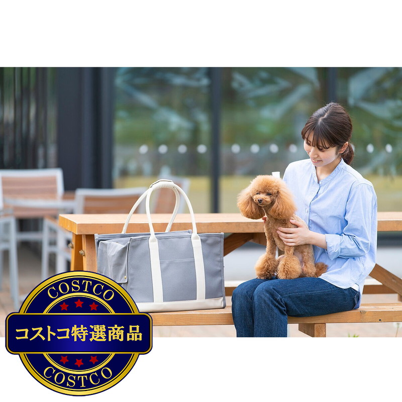 (コストコ) キャンバス トート キャリー L サイズ (アイボリーとグレー) - 画像 (4)
