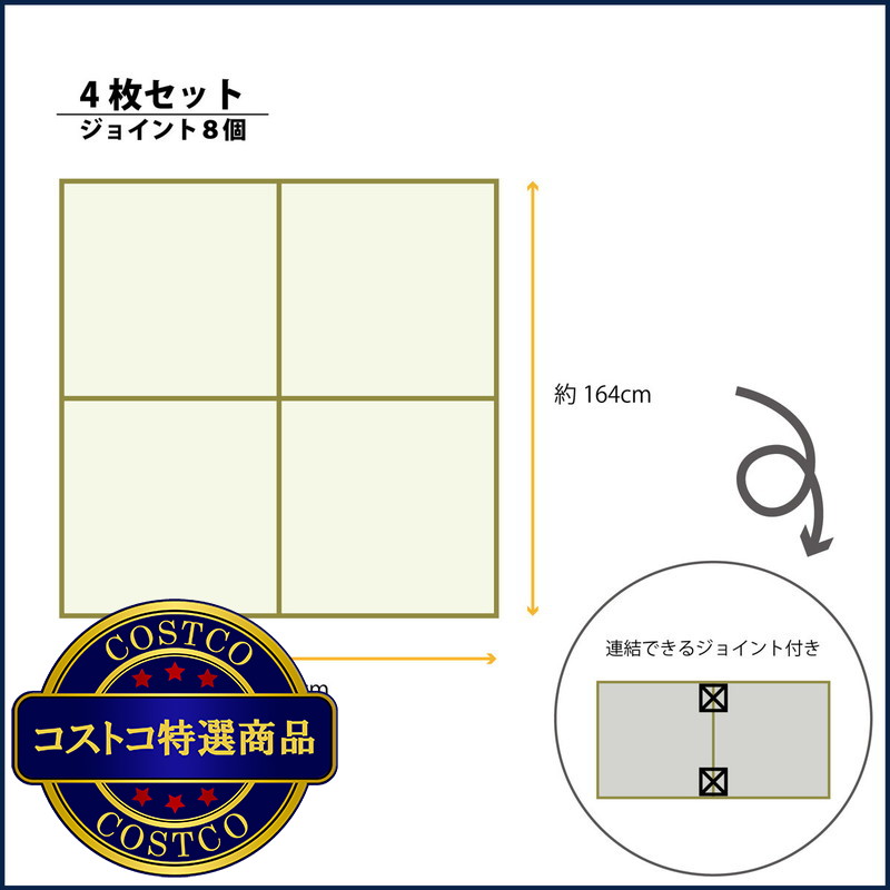 (コストコ) 国産い草100% ユニット畳 あぐら 置き畳 4枚セット - 画像 (4)