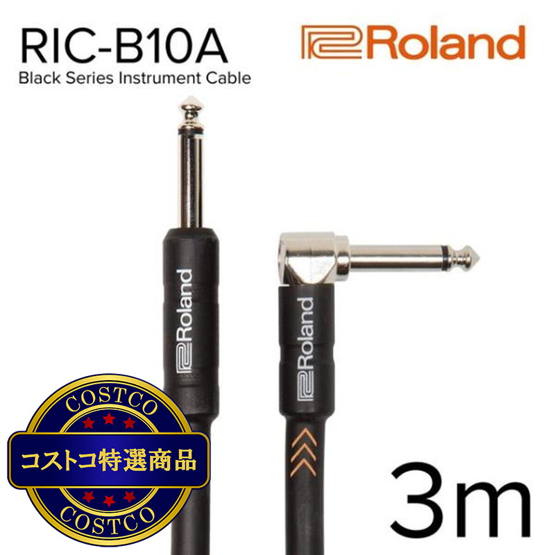 (コストコ) ローランド 楽器用ケーブル Blackシリーズ 3m 片L字型 RIC-B10A