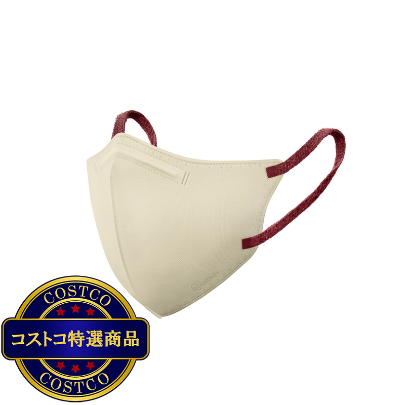 アイリスオーヤマ デイリーフィットマスク 立体 フィルタープラス ふつうサイズ 20枚 ペールベージュ×ボルドー - 画像 (3)