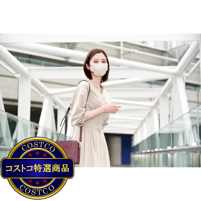 アイリスオーヤマ デイリーフィットマスク 立体 フィルタープラス ふつうサイズ 20枚 ペールベージュ×ボルドー - 画像 (4)