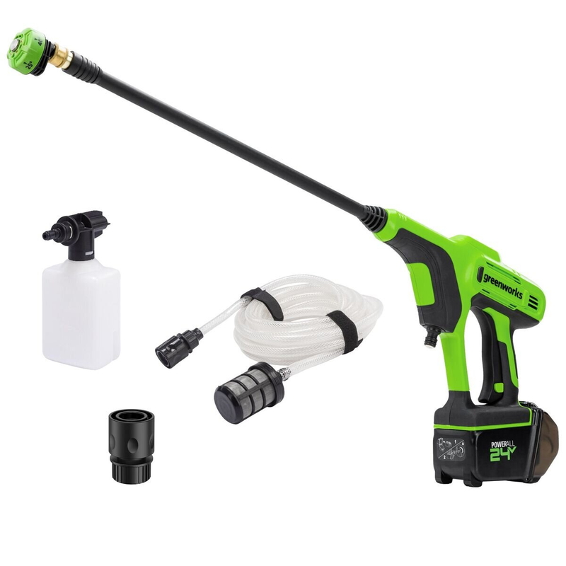 【2AHバッテリー＆充電器同梱】Greenworks 24V 600PSI ポータブル高圧洗浄機