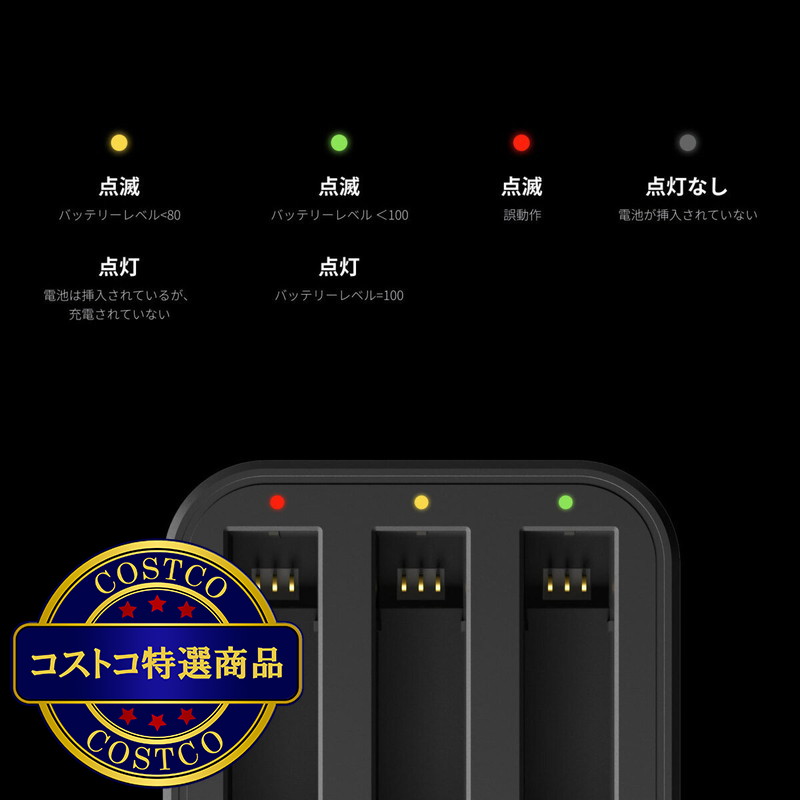 (コストコ) インスタ360 X3 360° アクションカメラ専用 高速充電ハブ&バッテリー2個セット - 画像 (3)