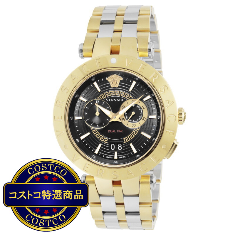 (コストコ) ヴェルサーチェ V-レース デュアルタイム メンズ 46mm クォーツ時計 VEBV00519