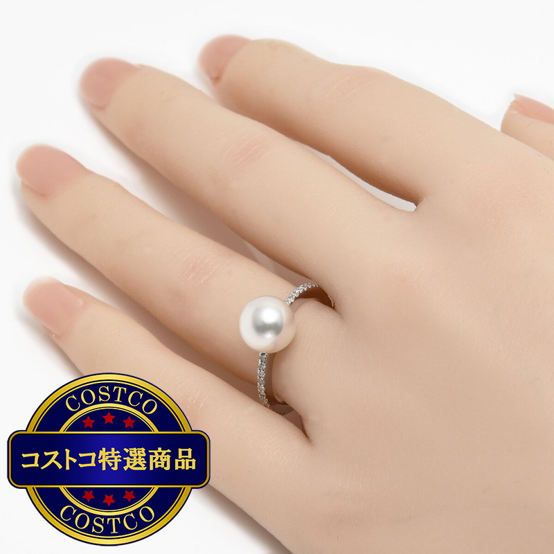 (コストコ) あこやパール 18K ホワイトゴールド パール 8.5mm & ダイヤモンド 0.20カラット リング - 画像 (4)