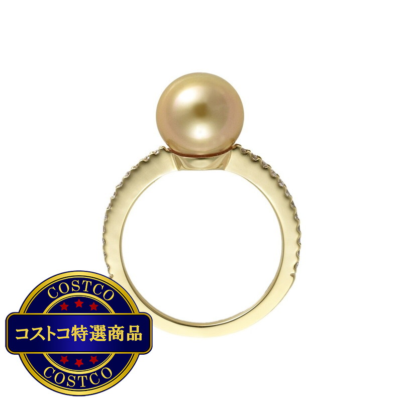 (コストコ) 18K イエローゴールド 南洋ゴールド パール 9.0mm & ダイヤモンド 0.20カラット リング - 画像 (2)