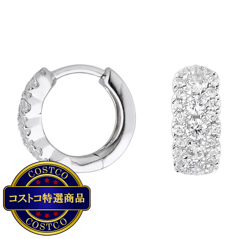 (コストコ) 18Kホワイトゴールド 0.72カラット ダイヤモンド フープピアス - 画像 (3)