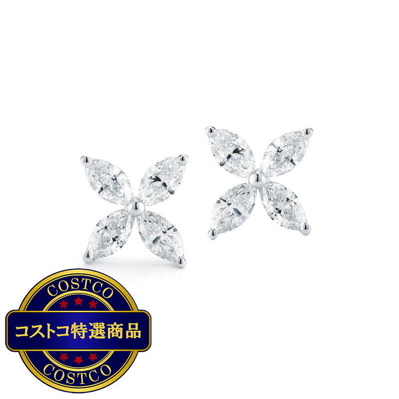 (コストコ) 18Kホワイトゴールド 0.87カラット マーキスカットダイヤモンド ピアス