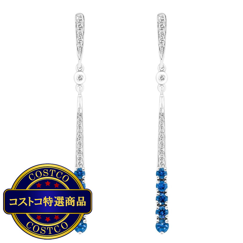 (コストコ) 18K ホワイトゴールド サファイア ダイヤモンド ピアス