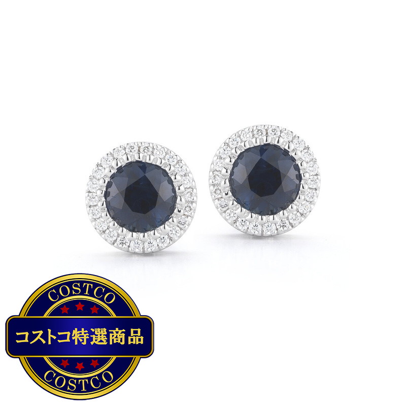 (コストコ) 18K ホワイトゴールド 0.11カラット ダイヤモンド&サファイアピアス - 画像 (2)