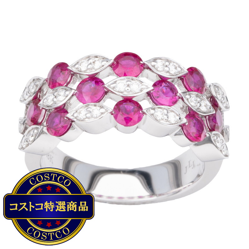 (コストコ) 18K ホワイトゴールド ルビー/ ダイヤモンド 0.21カラット リング - 画像 (2)
