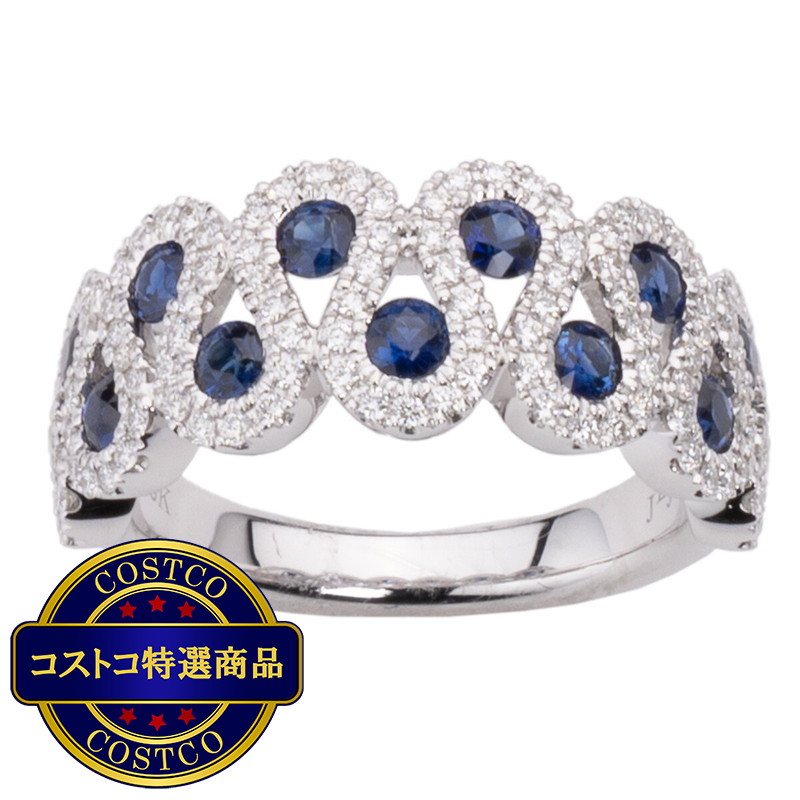 (コストコ) 18K ホワイトゴールド サファイア/ダイヤモンド 0.41カラット リング