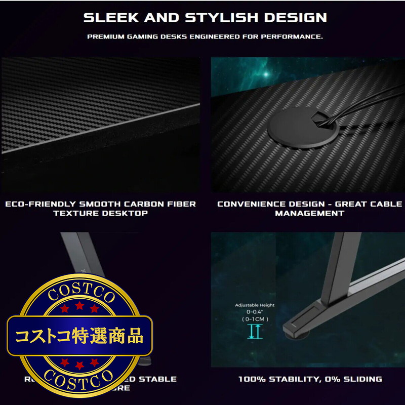 (コストコ) ONEX ゲーミングデスク GD1400Z-SE - 画像 (3)