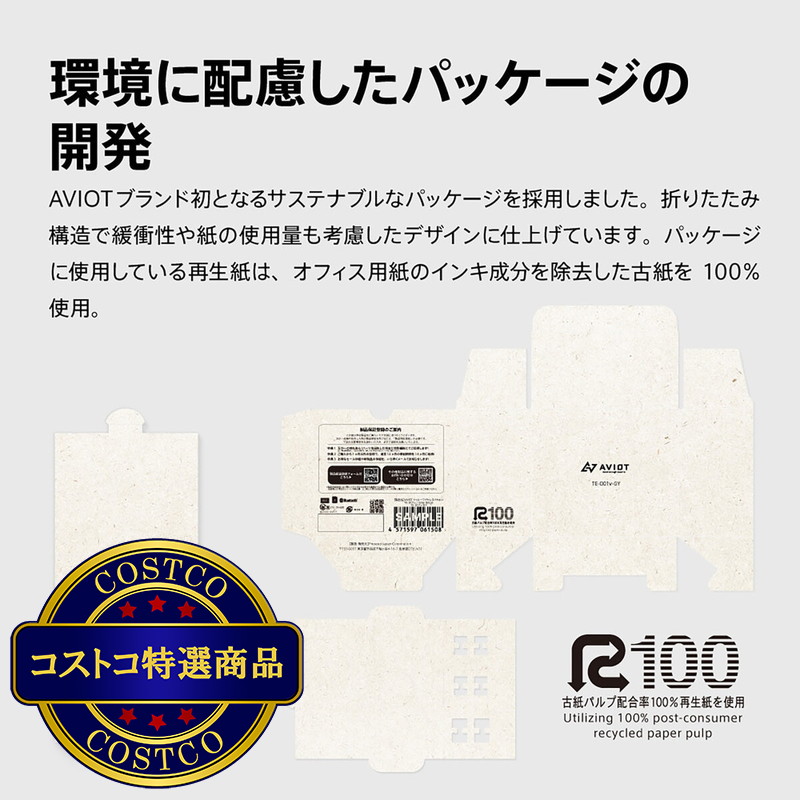 (コストコ) AVIOT 完全ワイヤレスイヤホン TE-D01V-GY EC - 画像 (2)