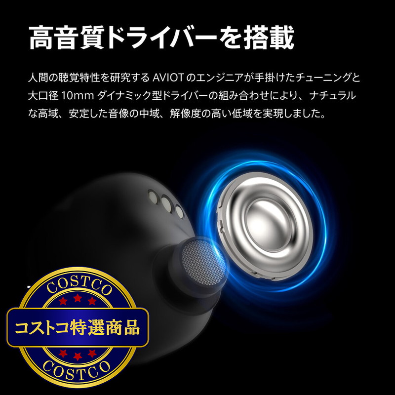 (コストコ) AVIOT 完全ワイヤレスイヤホン TE-D01V-GY EC - 画像 (4)