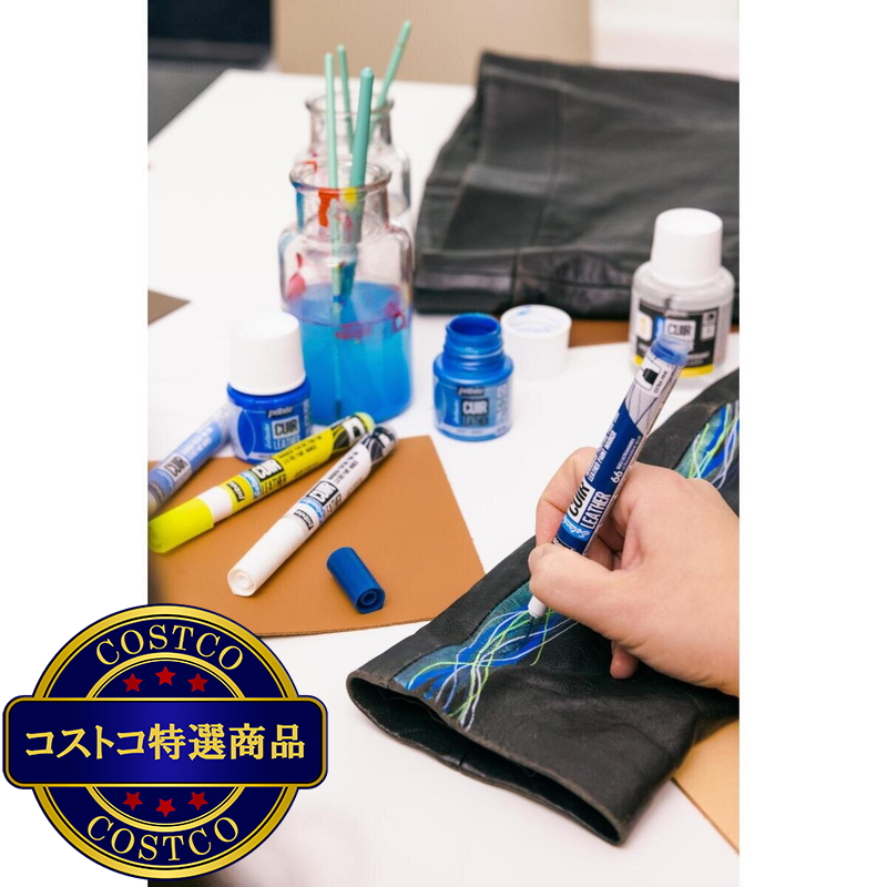 (コストコ) ペベオ セタカラーレザー(革用)マーカー プライマリーカラー(赤・青・黄・白・黒)5色セット - 画像 (3)