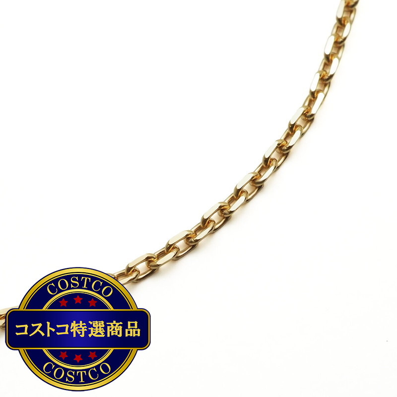 (コストコ) K18 ゴールドチェーン カットアズキネックレス 50cm 幅 1.5mm 約3.8ｇ