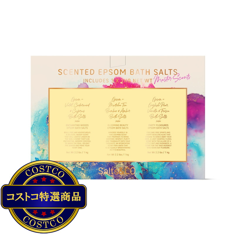 (コストコ) Salts & Co. エプソムバスソルト 3種類の香り 1kg x 3 - 画像 (2)